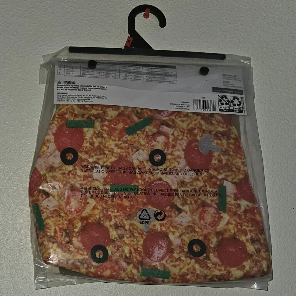 NEW Pizza Costume 1pc Pet Size Small Dog Cat (10-20 lb) Halloween Vibrant Life